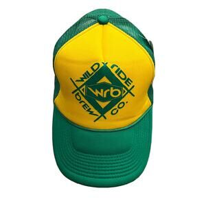 Wild Ride Brewing Mens Green Yellow Adjustable Snapback Trucker Hat NWT